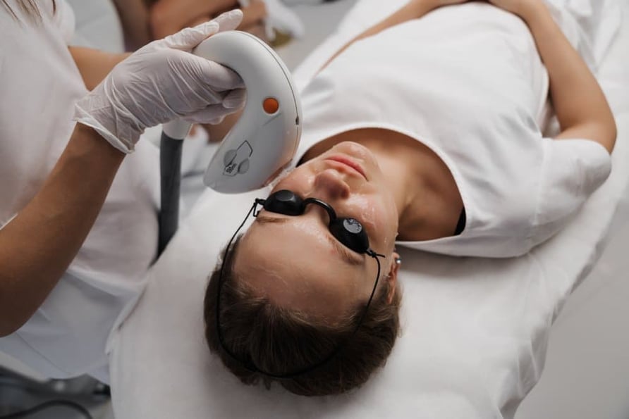 A person receiving IPL phtofacial